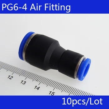 

High Quality 10pcs PG6-4 Unequal Diameter Air Tube Fitting Straight Union,One Touch Push In Pneumatic Fitting Connectors