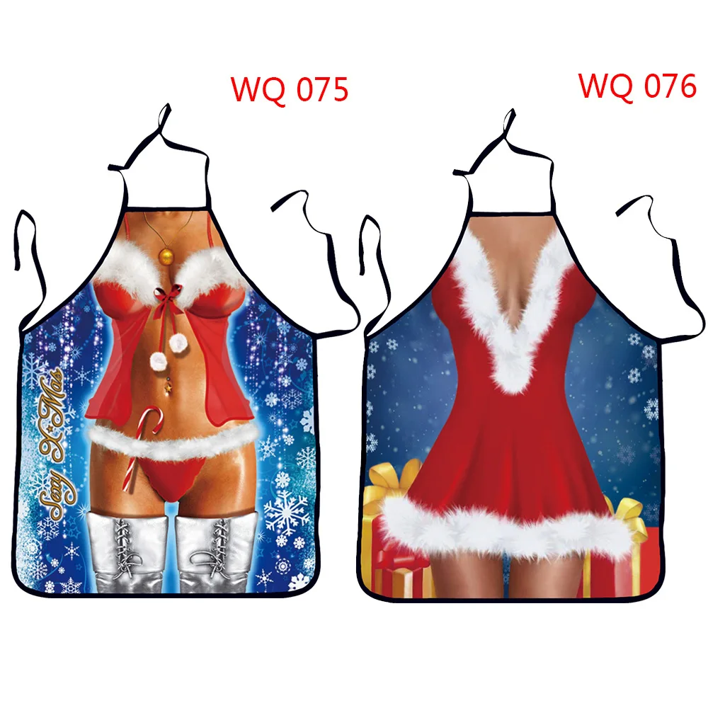 

2017 Funny Printed Personality Aprons Christmas Santa Anime Cartoon Sex Lady Cooking Apron Creative Character Series