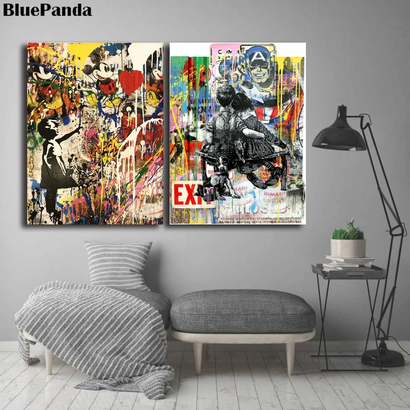 Девушка с воздушным шаром Жизнь красивая Mr. Brainwash плакат живопись на холсте стены