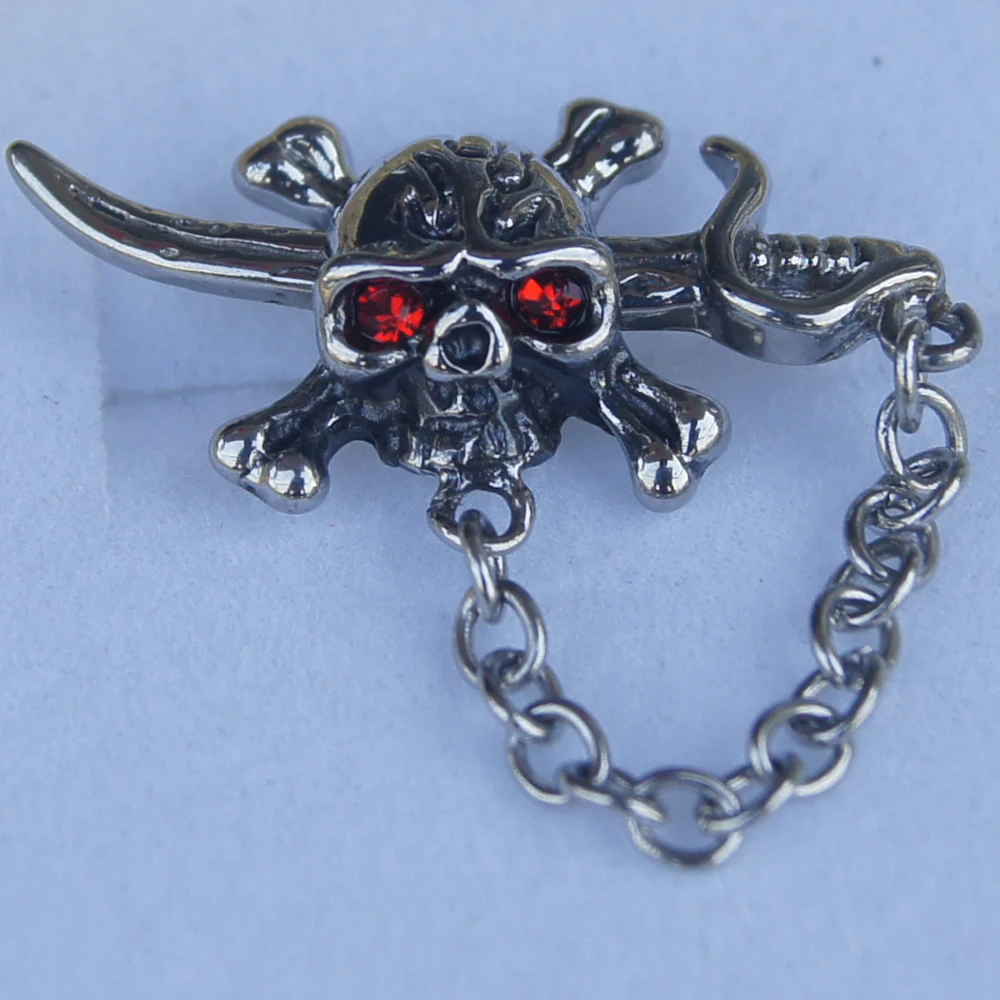 

men jewelry cool men/boy's red cz sword skeleton 316L stainless steel earring stud punk