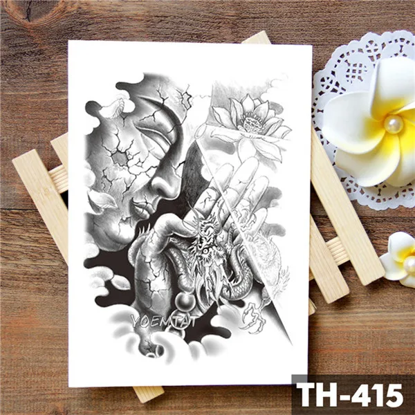 Будда Шакьямуни, водостойкая временная татуировка, наклейка, бамбук, светильник лотоса, башня, вспышка, рука, татуировки, боди-арт, поддельные татуировки - Цвет: 11-TH-415