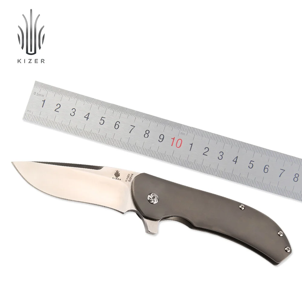 

Kizer camping knife outdoor usage knife titanium handle material Oem knife High quality Minimalist design tool