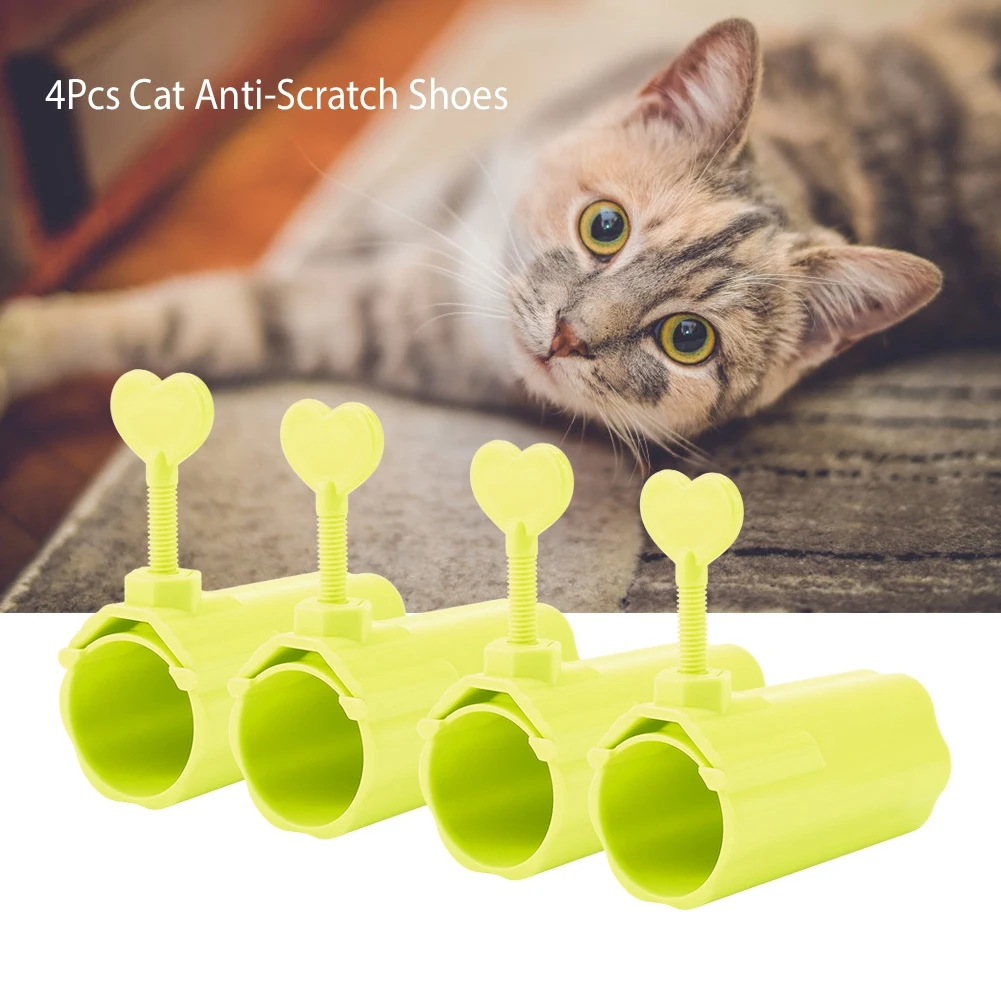 4Pcs Lovely Cat Anti Scratch Boots Prevent Pet Scratch Adjustable Shoes