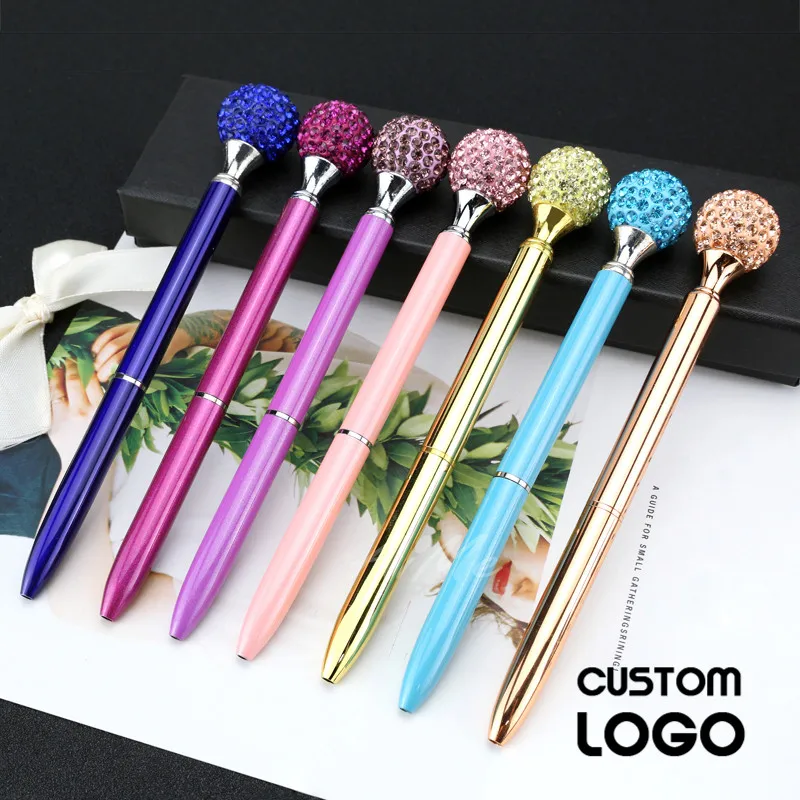 

1pc Fashion Crystal Ballpoint Pen Metal Crystal Ball Pen Can Change The Neutral Refill Student Office Stationery Laser Lettering