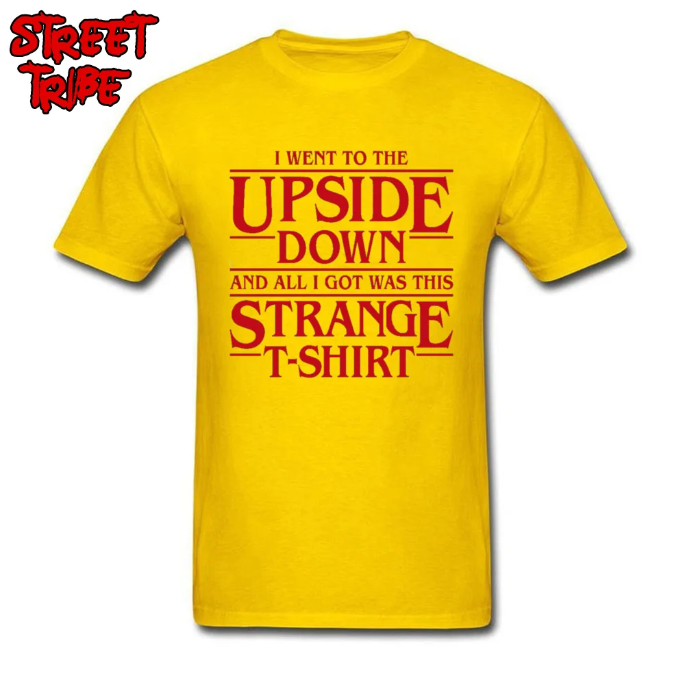 Unique Round Neck T-shirts Fall Tops & Tees Short Sleeve Cute Cotton Birthday Sweatshirts Casual Student Drop Shipping I Went to the Upside Down yellow