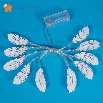 

LumiParty HOT SALE Bright White Feather 10 LED String Lights Feather Shape Battery Operated Amber Home Decor Warm White Bulb