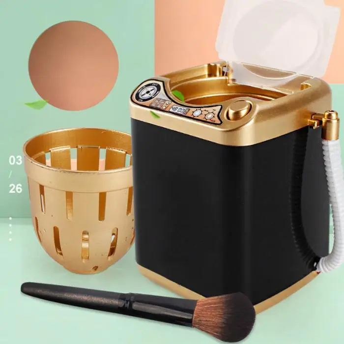 Multifunction Gold Blender Washing Machine Kids Washing Machine Toy Beauty Sponge Brushes Makeup Brush Cleaning Electric Washer