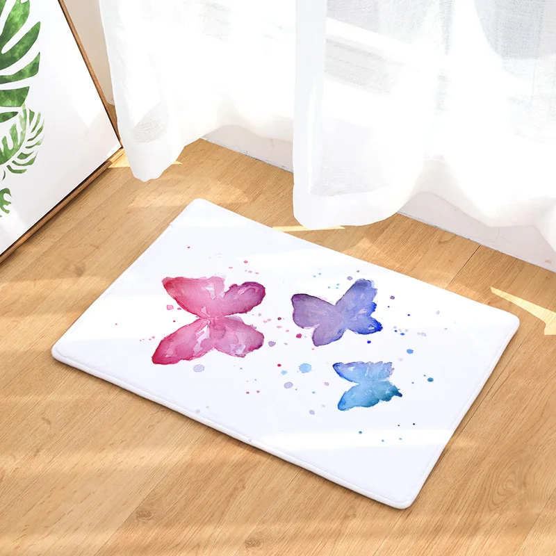 CAMMITEVER Water Ink Painting Beautiful Butterfly Print Mats Floor