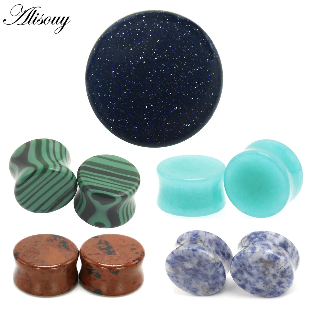 2PCS/Lot Stone Ear Plugs Gauges Earrings Women Men Ear Plug Flesh