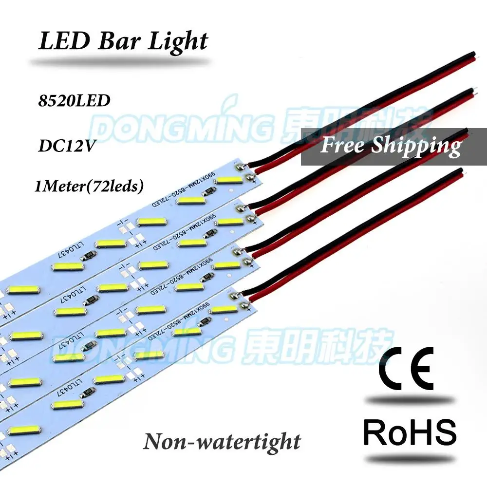 

35pcs 1m Hard luces led Bar light 12V 100cm 72 led SMD 8520 Aluminum PCB Led Strip light For Cabinet