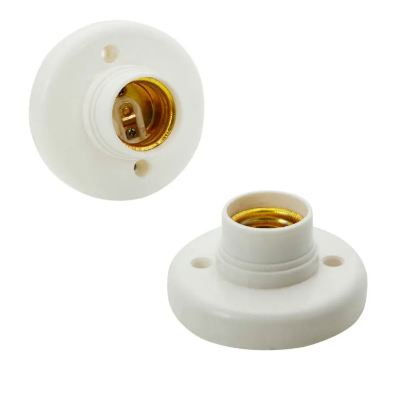 

1PC E27 Lamp Holder Round Lamp Bulb Socket Bases White Lamp Holder Flame Retardant PBT Fast Shipping