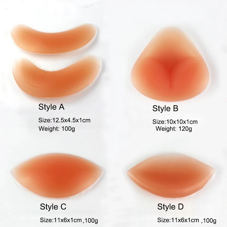 

2PCs/Pair Triangle Silicone Chest Pad Gather Protheses Breast Swimsuit Bikini Padded Side Pad Inserts Transparent/Skin color D40