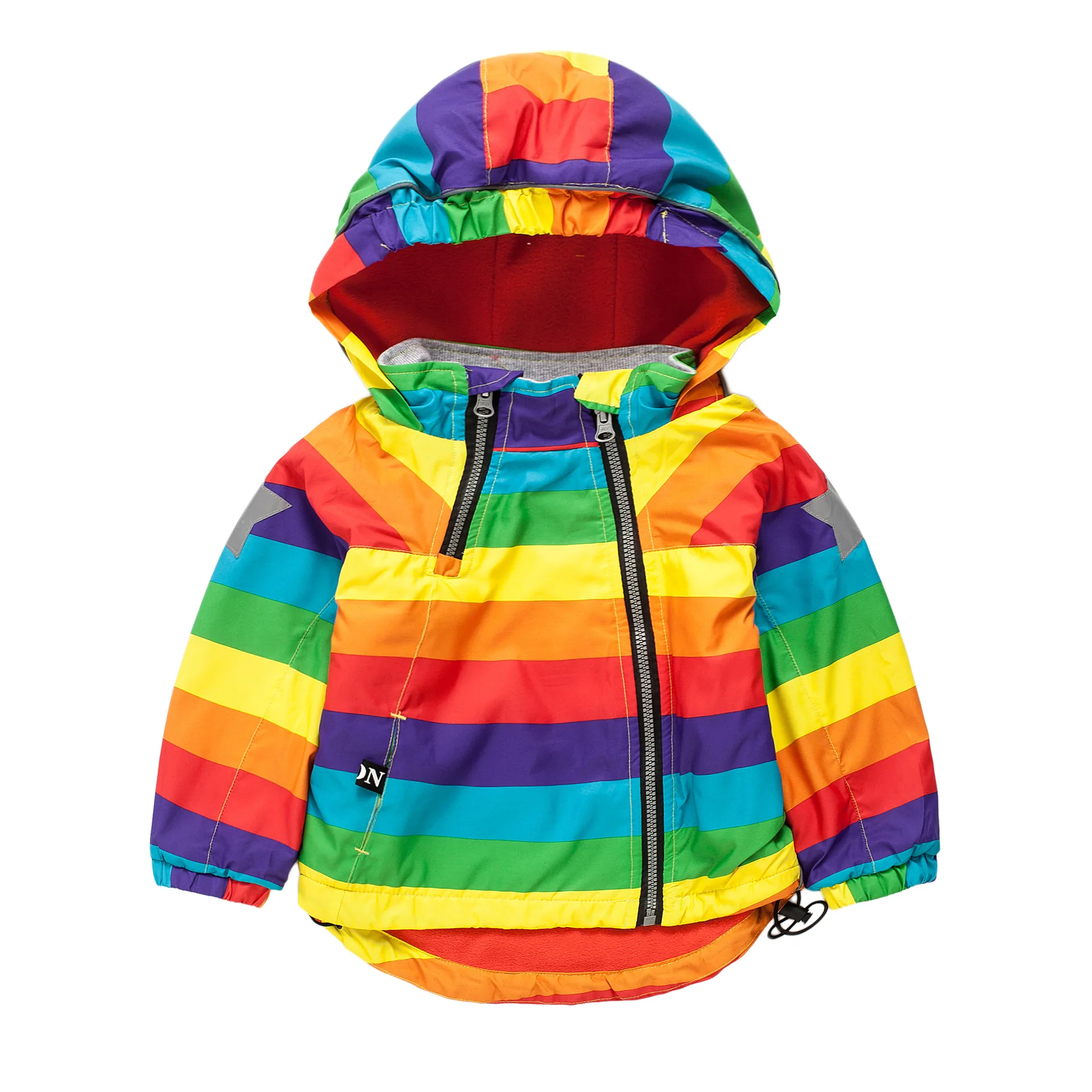 Baby Girl Jacket Boy Hooded Coat Rainbow Stripe Jacket Velvet Baby Boy