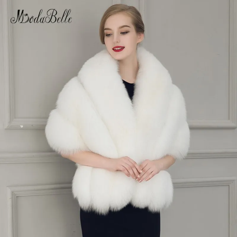 modabelle Ivory Faux Fur Shrugs Bridal Jacket Black Bolero Mariage