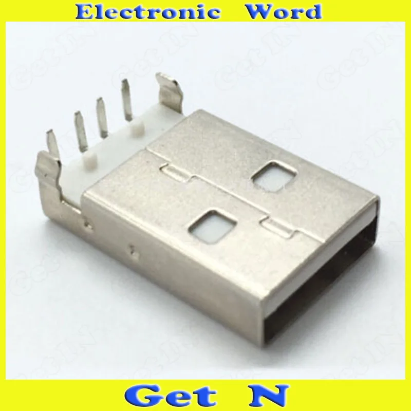 100pcs Usb Male Connector Ports A Type 90Degree Bend Foot Pins