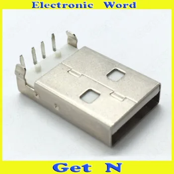 

100pcs Usb Male Connector Ports A Type 90Degree Bend Foot Pins Soldering Type USB Male Port