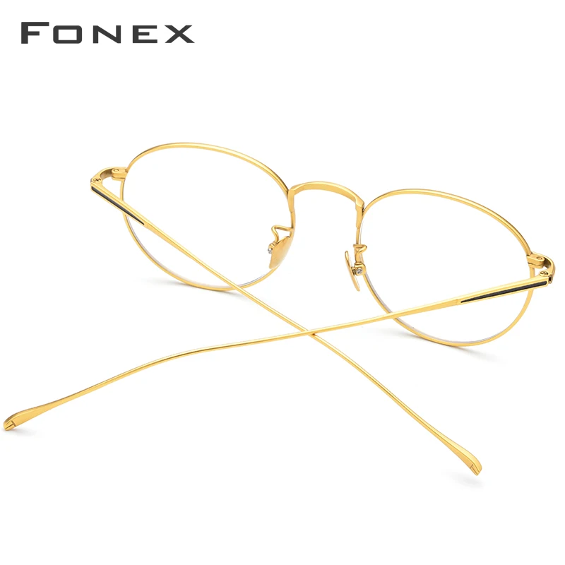 Marco de gafas de titanio puro Vintage ultraligero para hombre, montura de gafas de prescripción óptica de miopía redonda, gafas coreanas para mujer, 888 - 4