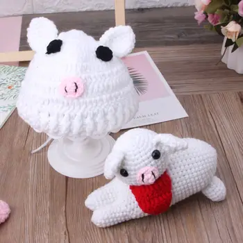 

2019 Piggy and Baby Cap Infant Photography Accessories Newborn Photography Props Baby Hat Girl Boy Beanies Crochet Knit Costume