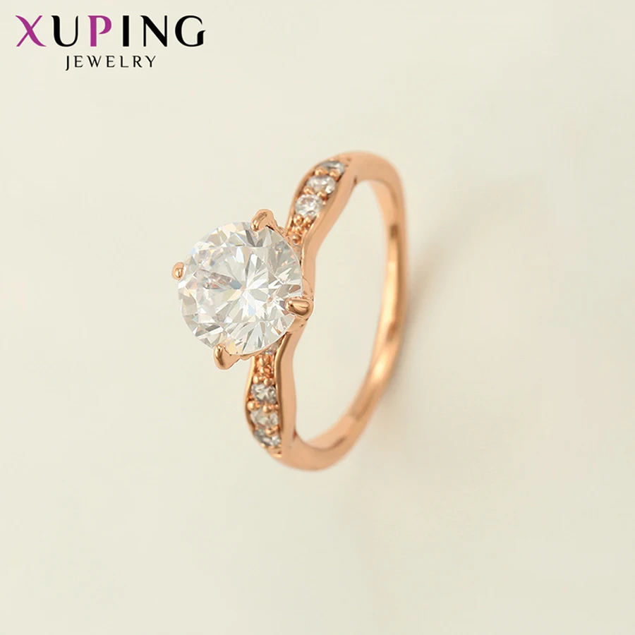 Xuping кольцо для помолвки с большим белым синтетическим кубическим цирконием покрытое розовым золотом модное ювелирное изделие подарки S137, 9-15959