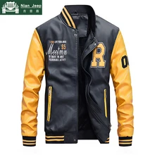 Новинка, бейсбольная куртка с вышивкой, мужская повседневная кожаная куртка, модная кожаная куртка в стиле пэчворк, Hombre, флисовая подкладка, размер M-4XL