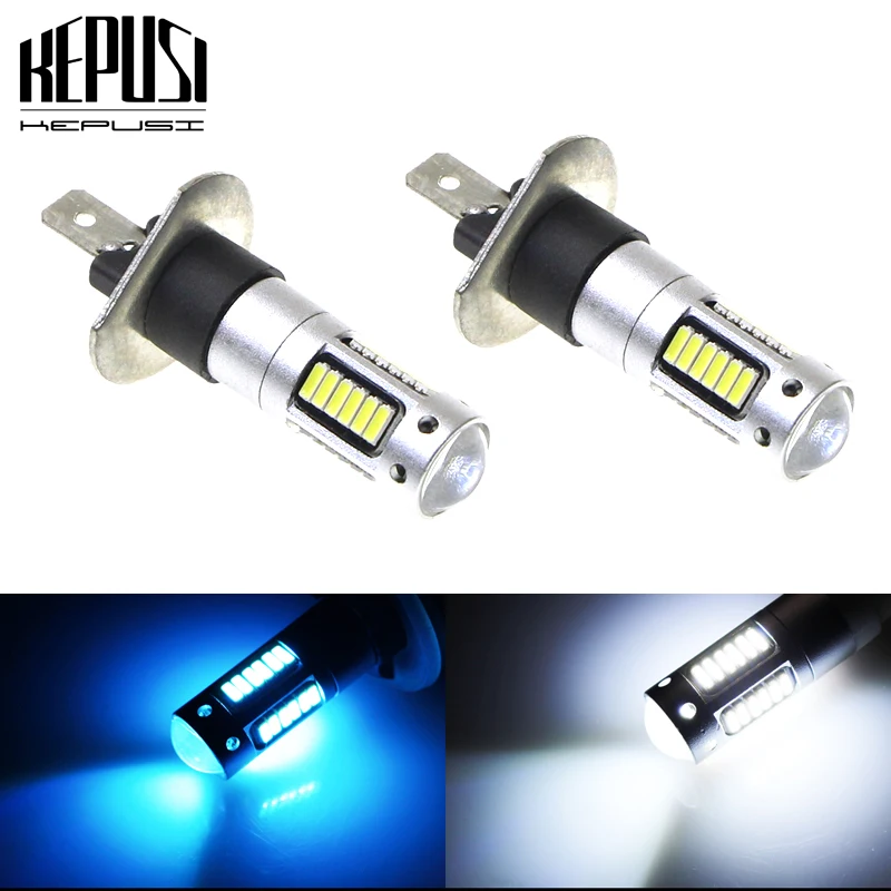 

2X H1 Auto LED Fog Lamp LED Car Bulbs 4014 DRL Daytime Running External Lights Day Driving Vehicle White Ice Blue Car styling