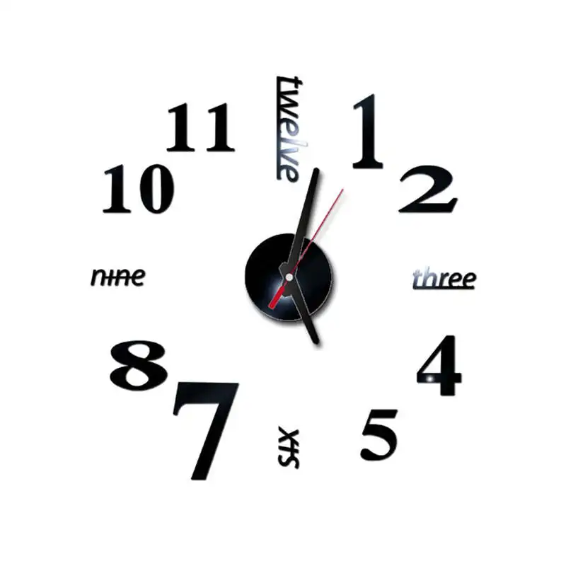 

40cm Self-adhesive PVC Kitchen DIY 3D Removable Wall Stickers Kids Nursery Home Decor Mural Art Decoratio Silent Clock 19Apr1