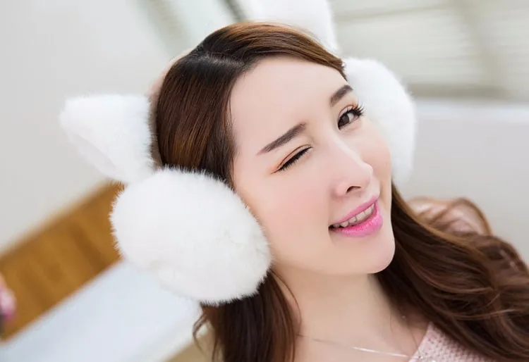 SuperB&G плюшевые Женская зимняя обувь Earmuff теплый наушники для девочек наушники искусственного меха кролика уха дизайн защита ушей наушники