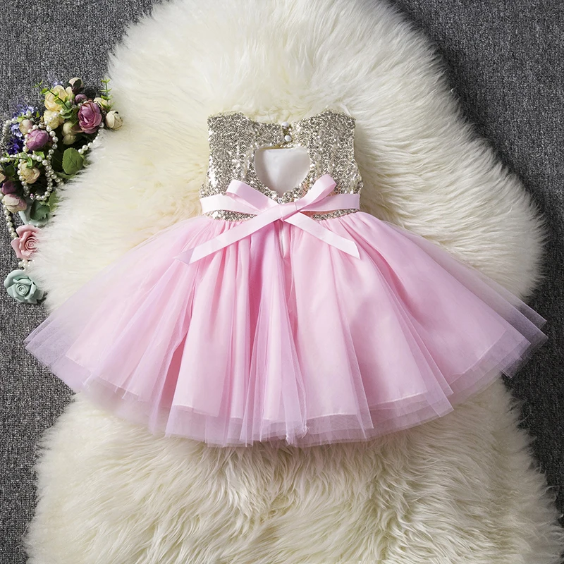Детское платье принцессы с блестками для маленьких девочек вечерние платья-пачки из тюля с открытой спиной фиолетовое бальное платье, торжественные платья