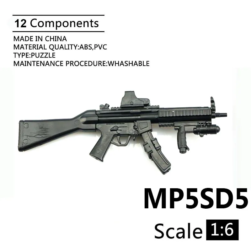 

1:6 MP5SD5 Submachine Gun 1/6 Plastic Assembled Firearm Puzzle Model For 12" Soldiers Military Weapons Building Blocks