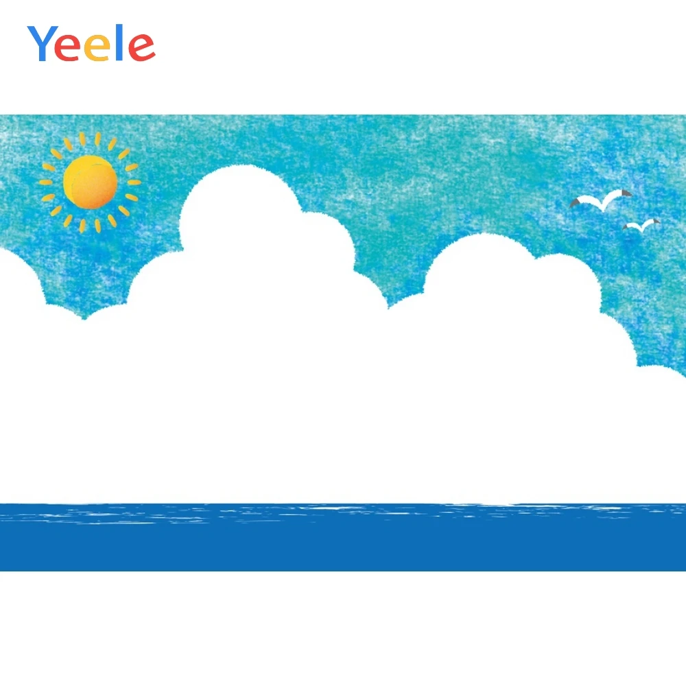 Фон для фотосъемки Yeele с изображением Морского Пейзажа облаков солнца чайки