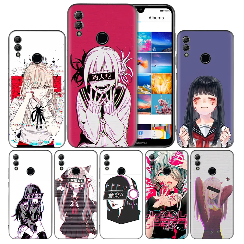 

Sad Japanese Anime AestheBlack Silicone Case Cover for Huawei Honor 8X 8C 8A 8S 10 10i Lite Play V20 Y9 Y7 Y6 Y5 Prime 2018 2019