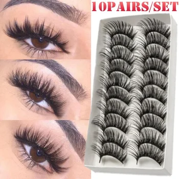 

10Pairs/Pack 3D False Eyelashes Fake Lashes Long Makeup 3D Mink Lashes Eyelash Extension Mink Eyelashes Beauty Makeup