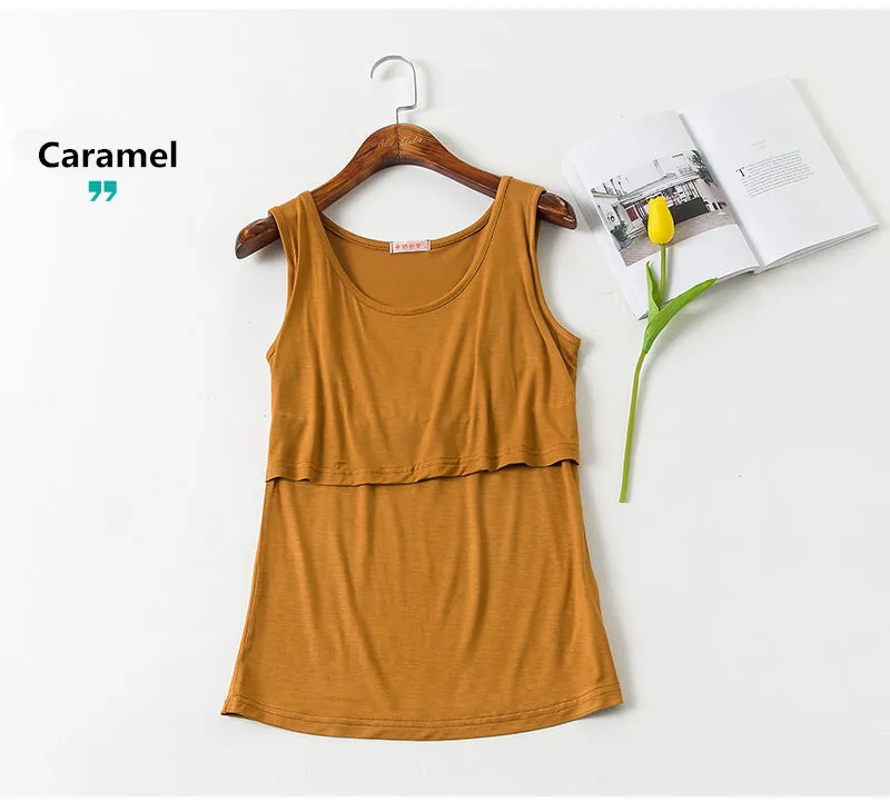 Эластичный хлопковый жилет для кормления грудью жилет для грудного вскармливания Одежда для беременных женщин - Цвет: Caramel