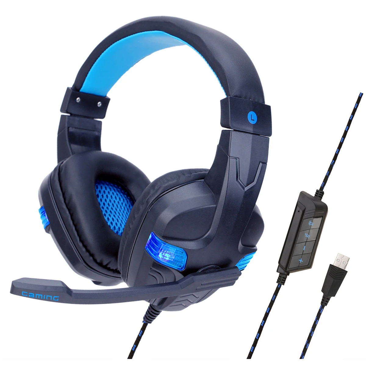 

Internet Bar Gaming Headset 7.1 Surround Sound Backlight Gamer Headphone with Adjustable MIC Head-mounted E-sports Earphone