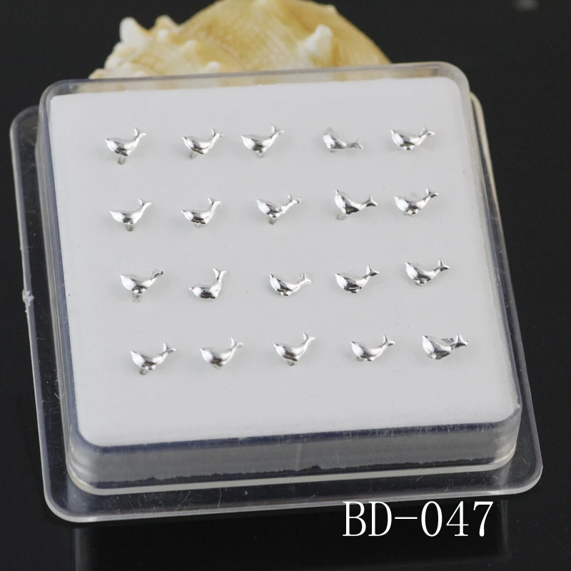 

20ps 925 sterling silver Dolphins nose nail Unique personality dolphins nail & silver nose nose rings The piercing jewelry