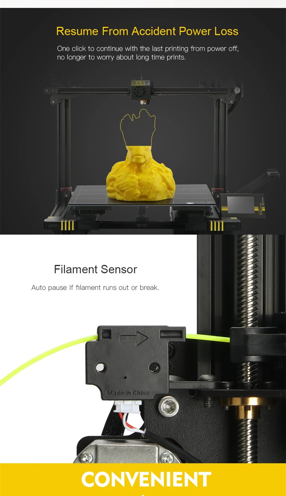 ANYCUBIC 3d принтер Chiron крупнейший TFT экран ultracase экструдер двойной Z Axisolor обновленная PLA нить 3d drucker размера плюс