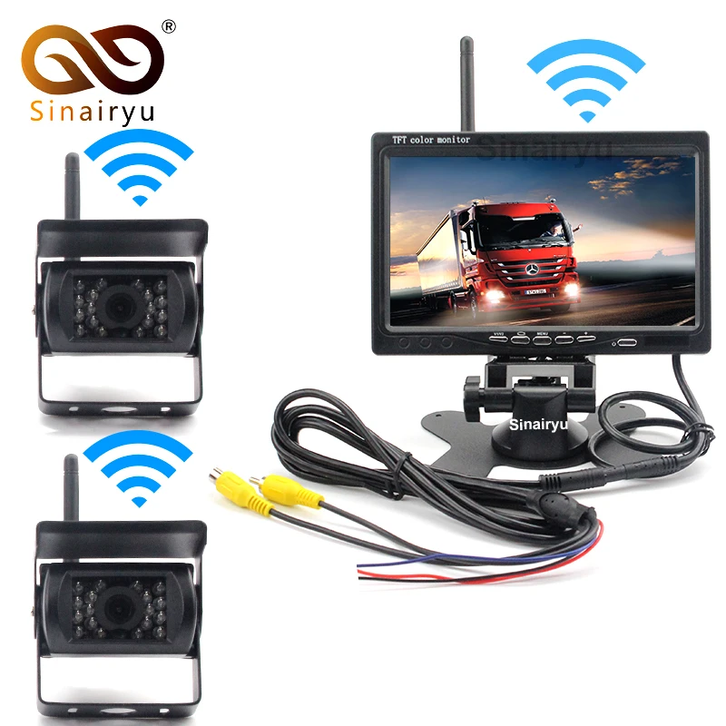 

Sinairyu HD 7 Inch Car Parking Monitor With LED Rear View Camera 2.4 GHz wireless Transmitter Receiver Kit For Truck Trailer Bus