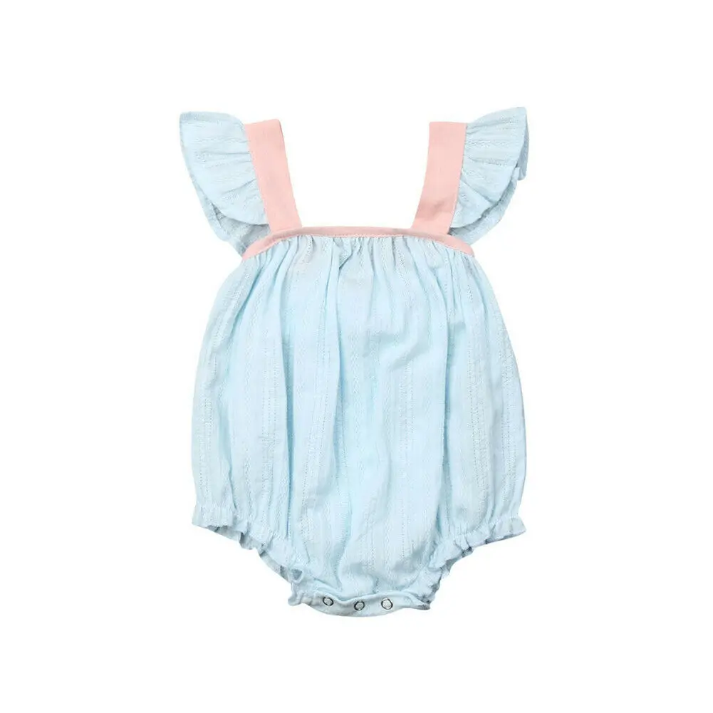 Cute Newborn Baby Girls Ruffle Bodysuit Ruffles Short Sleeve Solid