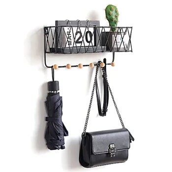 

Simple Nordic Iron Grid Wall Shelf Creative Home Decoration Door Hanging Hook Wall-mounted Storage Rack Kitchen Bathroom Shelf