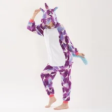 Зимняя Пижама с животными, Новогодняя одежда для сна, пижамы для взрослых, единорог, унисекс, с капюшоном, мультяшная Пижама, косплей