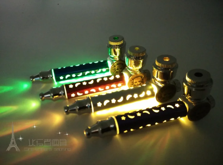 New 1pcs MINI Pipe Metal Smoking Pipe Pipes for Smoking Weed With LED