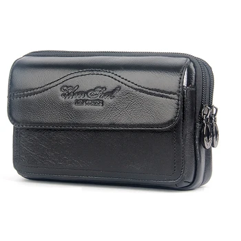 

CHEER SOUL Genuine Leather Men Fanny Waist Bag Cell/Mobile Phone Coin Purse Pocket Belt Bum Pouch Pack for 5 inch Card Belt Bag