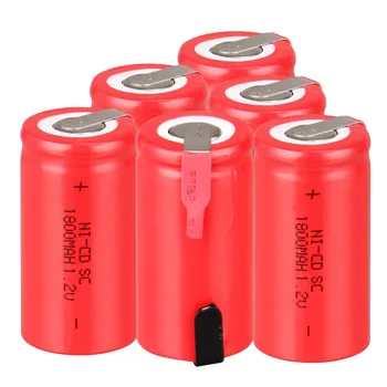 

6 PCS Sub C SC battery 1.2V 1800mAh rechargeable battery Ni-Cd battery with tab 4.25*2.2cm--red color