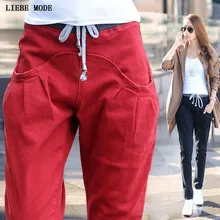 Яркие цвета, зеленый, синий, черный, белый, красный, женские повседневные джинсы-шаровары, женские джинсовые узкие брюки с завязками, Mujer Femme