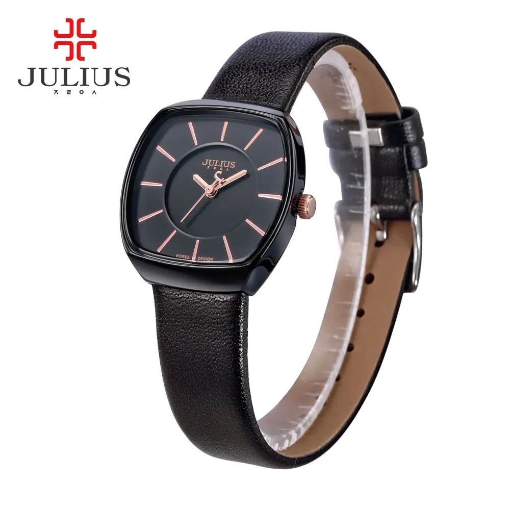 Julius Леди женские часы Япония кварцевые модные часы простые часы из натуральной кожи для влюбленных девочек день рождения Валентина подарочная коробка