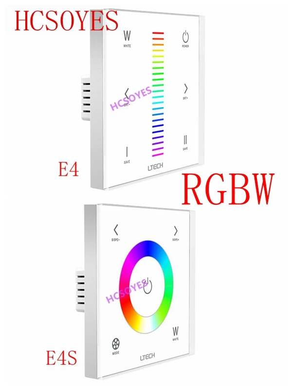 

LTECH E4/E4S Led RGBW Wall Mount Touch Panel Dimmer DC12-24V Input 3A*4CH Output RGBW Strip Panel Controler For Led Lights