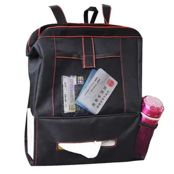 

Dropshipping Car Trash Can Storage Pockets Quality Black Seat Back Organizer With Tissue Holder 3 In 1 Seat Back Bag