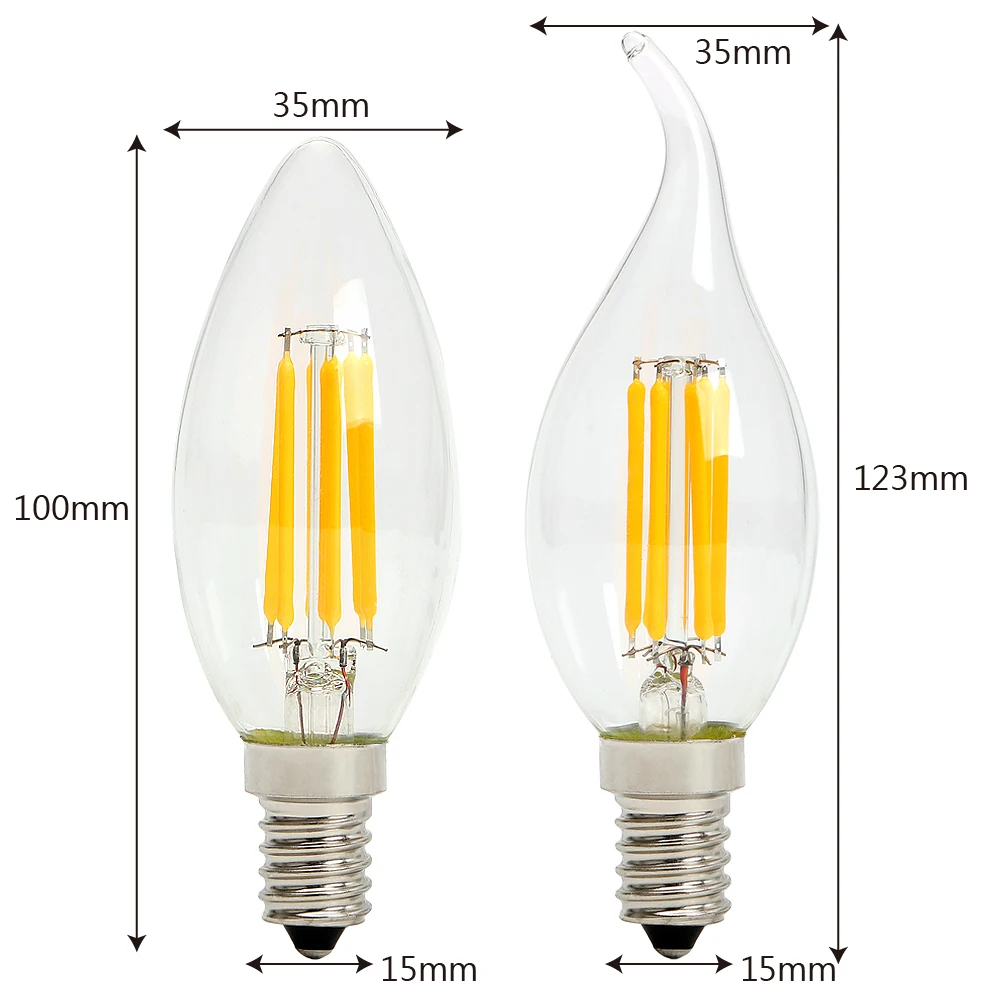 ITimo E14 C35 светодиодный лампа Эдисона лампа Светодиодный лампа-свеча с нитью накаливания теплый белый в виде хвоста лампада 2 Вт, 4 Вт, 6 Вт, Винтаж Стиль домашнего освещения