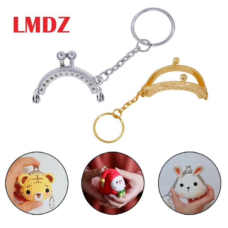 

LMDZ 4Pcs/Set 4cm Mini Antique Metal Purse Frame with keyring for Bag Handle Clutch 4 Colors Coin Purse Clasp