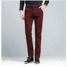 Мужские костюмные брюки Блейзер Платье Брюки Slim Fit стрейч Повседневная официальная свадебная одежда деловой вечерний комбинезон бордовый